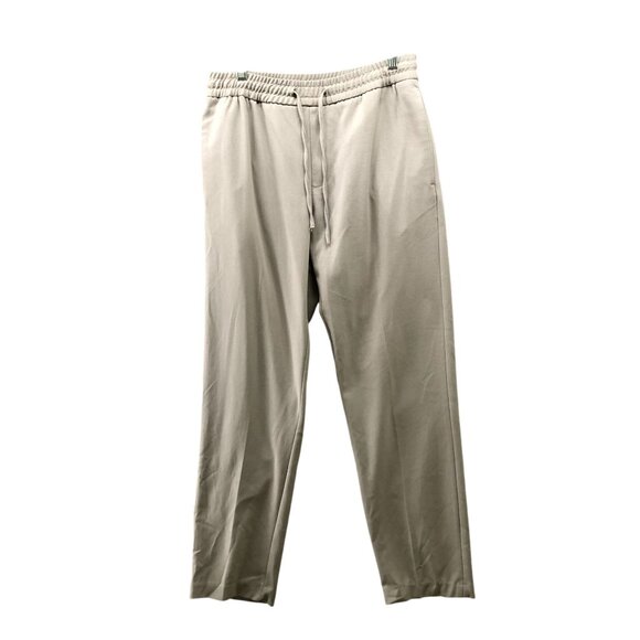 Zara Pull On Pants Mens M Beige Trouser Tapered Lightweight Drawstring - Picture 1 of 10